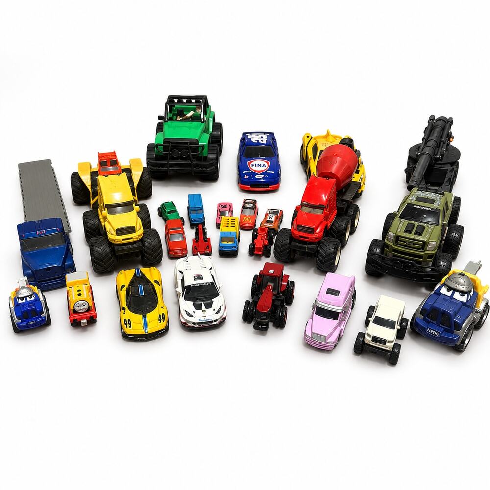 0 Piece Mixed Toy Vehicle Lot Monster Trucks Cars Tractors Construction